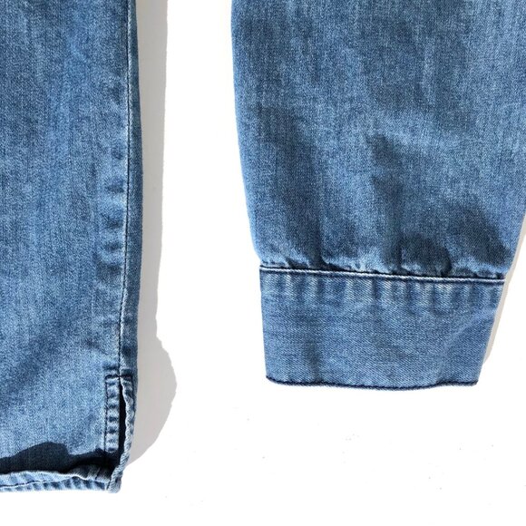 anthropologie  mo:vint  button up denim shirt size Medium M 100% cotton AS IS - Picture 12 of 16